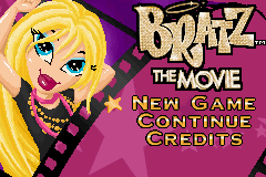 Bratz: The Movie title screen for GameBoy Advance